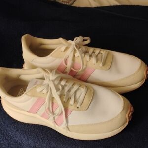 Adidas Women's Pink and Cream Sneakers